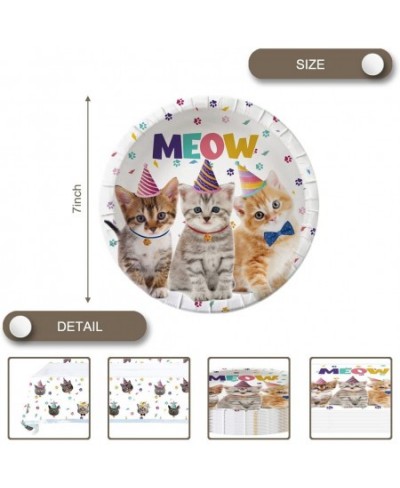 Cat Party Supplies Tableware Kitten Disposable Dinnerware 20 Plates 20Napkins And Table Covers Cat Birthday Party Decorations...