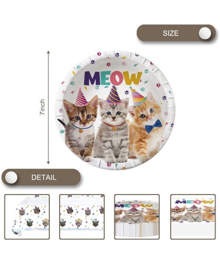 Cat Party Supplies Tableware Kitten Disposable Dinnerware 20 Plates 20Napkins And Table Covers Cat Birthday Party Decorations...