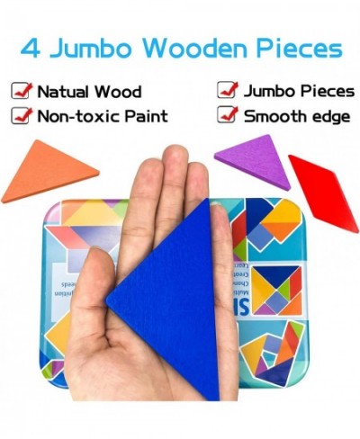 Tangram Pattern Puzzles Set Woodiness Puzzle Blocks Colorful Tangram Sorting 60 Design Cards with 120 Pattern Jigsaw Puzzle T...