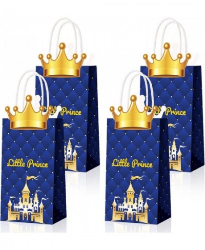 16 Pack Prince Party Favors Bags Prince Theme Charming Party Bags Glitter Crown Party Bag Treat Goody Gift Paper Kraft Wrap B...