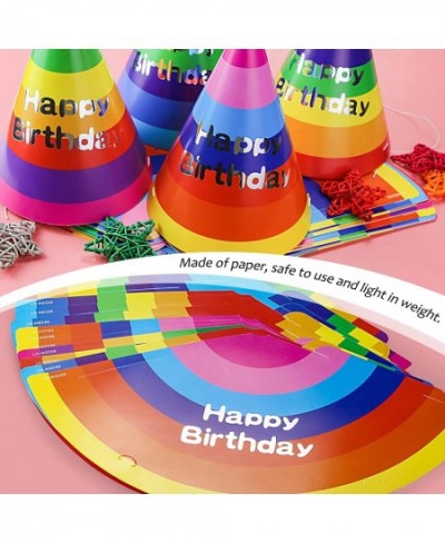 24 Pieces Rainbow Birthday Party Cone Hats Fun Party Paper Cone Hat Art Craft Colourful Caps For Boys Girls Adults Birthday P...