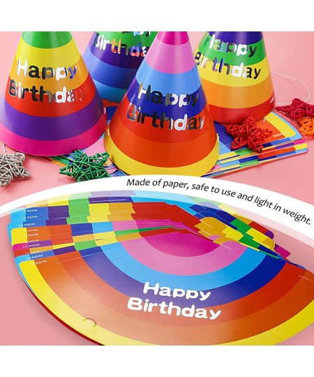 24 Pieces Rainbow Birthday Party Cone Hats Fun Party Paper Cone Hat Art Craft Colourful Caps For Boys Girls Adults Birthday P...