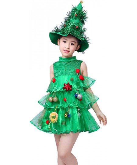 Girl’s Christmas Tree Dress Costume Kids Ms Claus Costume Xmas Party Tutu Dress Outfit for Girl $31.71 - Kids' Costumes