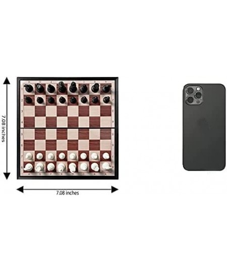 Mini Chess Board 7.08" x 7.08" Folding Chess Set with Magnetic Pieces Travel Chess Set Board Game for Kids and Family. (Small...