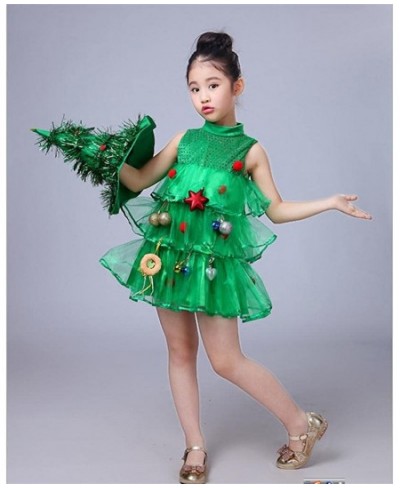 Girl’s Christmas Tree Dress Costume Kids Ms Claus Costume Xmas Party Tutu Dress Outfit for Girl $31.71 - Kids' Costumes