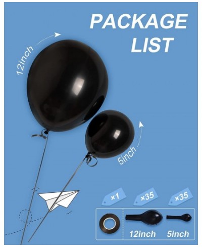 Black Balloons 12"+5" Ballons - 70Pcs Latex Black Balloon Arch Kit as Birthday Balloons Party Balloons Graduation Balloons Ge...