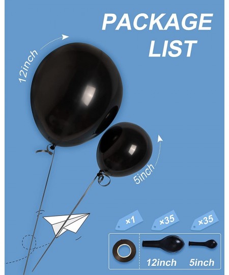 Black Balloons 12"+5" Ballons - 70Pcs Latex Black Balloon Arch Kit as Birthday Balloons Party Balloons Graduation Balloons Ge...