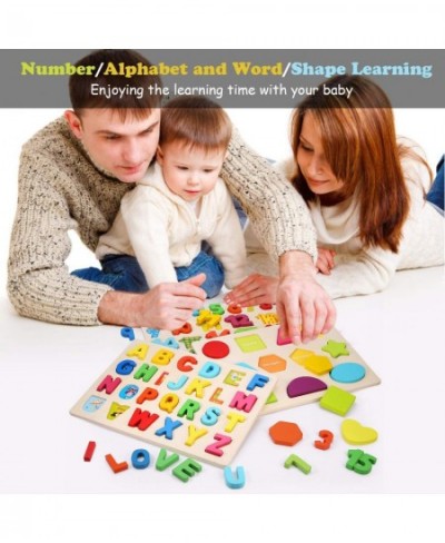 Wooden Puzzles for Toddlers Alphabet Number Shape Learning Puzzle for Kids Ages 3 4 5 Montessori Toys Preschool Education Gif...