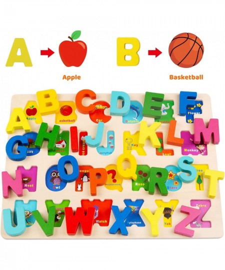 Wooden Puzzles for Toddlers Alphabet Number Shape Learning Puzzle for Kids Ages 3 4 5 Montessori Toys Preschool Education Gif...