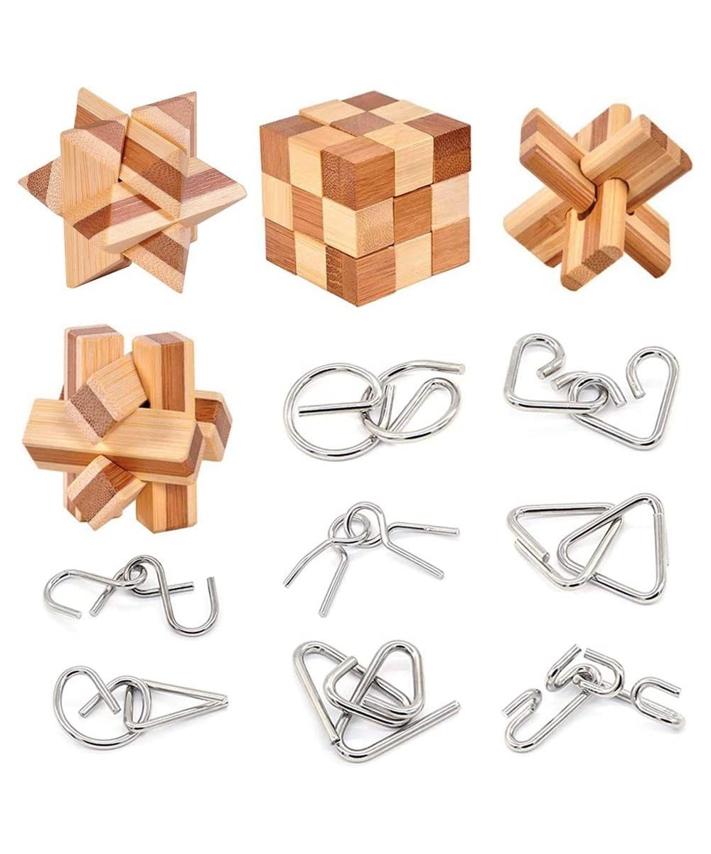 Bamboo 3D Puzzle Metal Brain Teasers Puzzles Mind Game Toys Set for Teens and Adults Pack of 12pcs $28.82 - Brain Teaser Puzzles