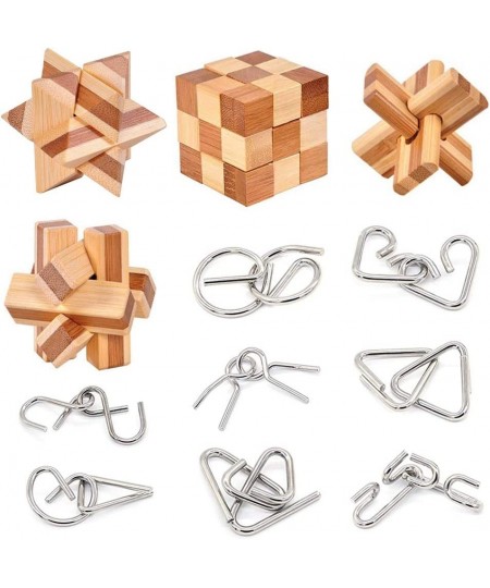 Bamboo 3D Puzzle Metal Brain Teasers Puzzles Mind Game Toys Set for Teens and Adults Pack of 12pcs $28.82 - Brain Teaser Puzzles