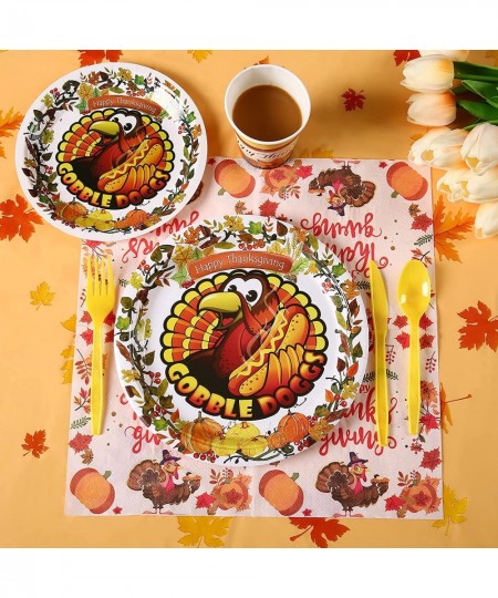 Thanksgiving Fall Tableware Decorations Autumn Pumpkin Maple Leaves Dinnerware Kit Thanksgiving Banners Napkins Plates Cups B...