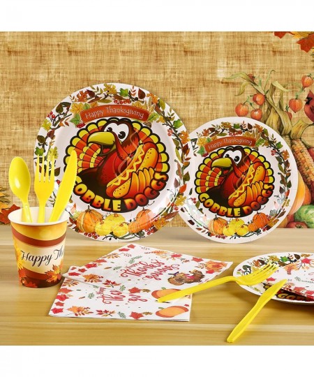 Thanksgiving Fall Tableware Decorations Autumn Pumpkin Maple Leaves Dinnerware Kit Thanksgiving Banners Napkins Plates Cups B...