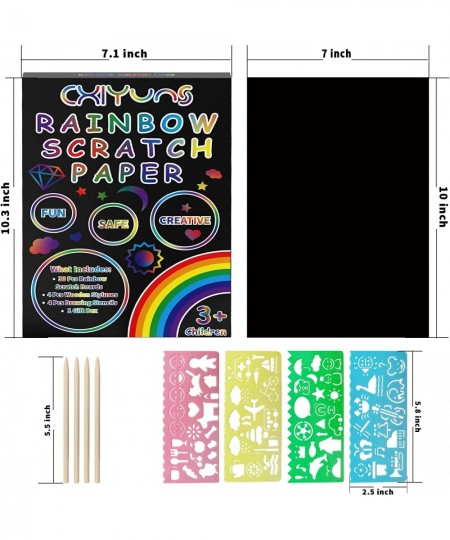 Large Rainbow Scratch Paper Art Set for Kids Activities 30 Pcs 10 x 7 in Arts and Crafts Supplies Gifts Toys for Girls Boys B...