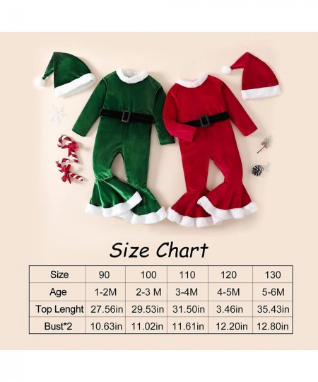 Merry Christmas Outfit Toddler Baby Girls Santa Claus Costume Long Sleeve Bell Bottom Pant Christmas Hat Clothes Set $31.33 -...