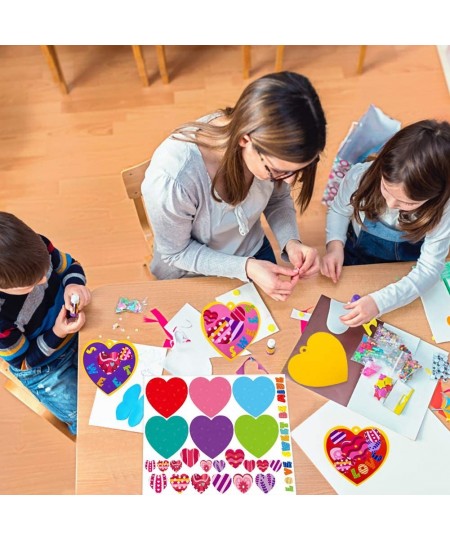 Valentines Heart Craft Kits with 30 Heart Cards Heart Stickers and Letter Stickers Valentines Day Gifts for Kids Classroom DI...