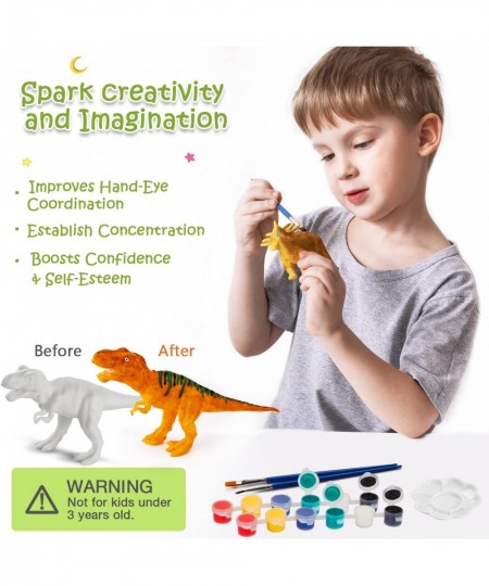 Arts and Crafts for Kids Ages 4-8 Anti-Break Dinosaur Painting kit for Kids with Safe Acrylic Paints Dinosaur Toys for Kids 3...