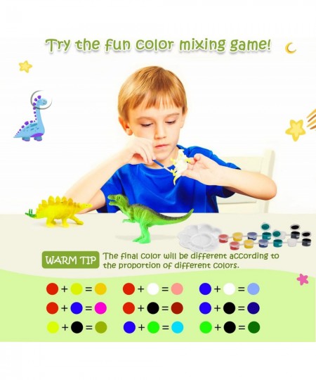 Arts and Crafts for Kids Ages 4-8 Anti-Break Dinosaur Painting kit for Kids with Safe Acrylic Paints Dinosaur Toys for Kids 3...