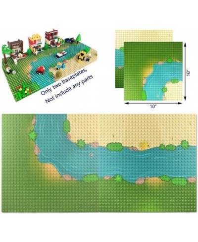 Grassland Rivers Pattern Baseplate 10" x 10" - Building Brick Base Plate Compatible with All Major Brands for City Roads Buil...