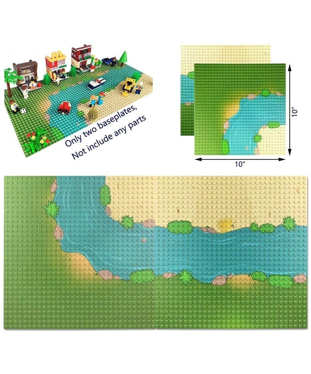 Grassland Rivers Pattern Baseplate 10" x 10" - Building Brick Base Plate Compatible with All Major Brands for City Roads Buil...