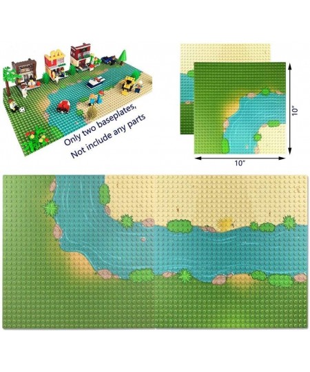 Grassland Rivers Pattern Baseplate 10" x 10" - Building Brick Base Plate Compatible with All Major Brands for City Roads Buil...