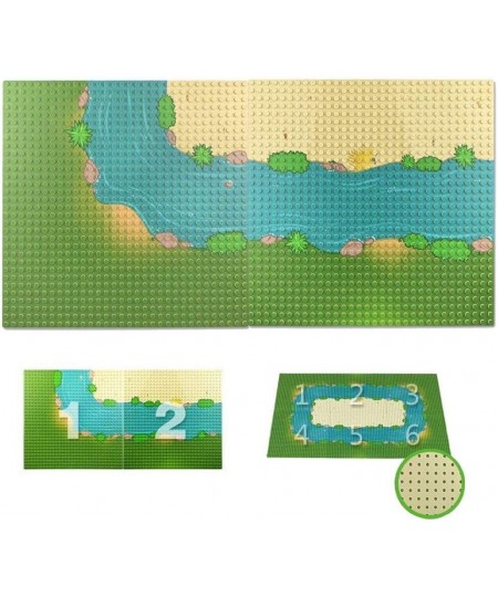 Grassland Rivers Pattern Baseplate 10" x 10" - Building Brick Base Plate Compatible with All Major Brands for City Roads Buil...