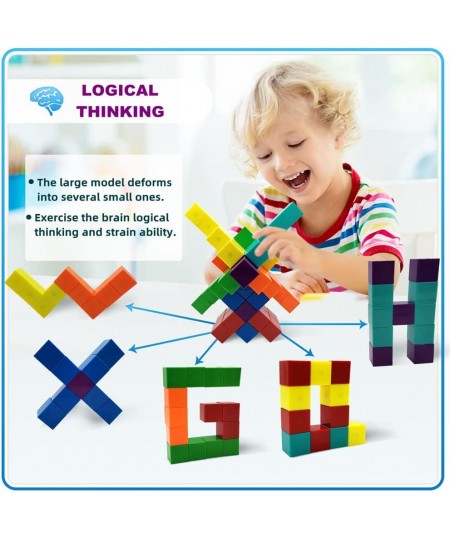 56 Pcs Magnetic Building Blocks 7 Colors Sensory Toys for Kids STEM Educational Sets Learning & Development Toys Magnet Cubes...