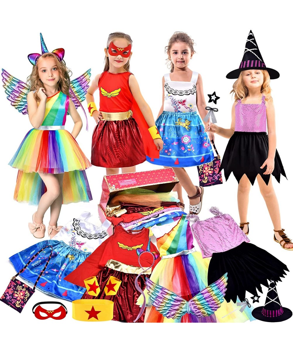 Princess Dress Up Clothes for Little Girls Dress Up Trunk Set Encanto Isabella Witch Unicorn Wonder Woman Pretend Play Costum...