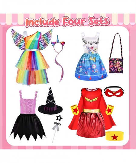 Princess Dress Up Clothes for Little Girls Dress Up Trunk Set Encanto Isabella Witch Unicorn Wonder Woman Pretend Play Costum...