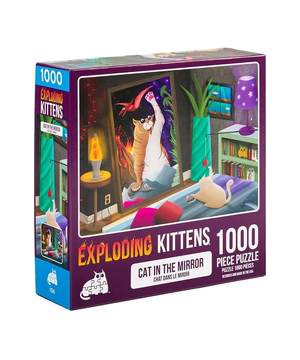 Exploding Kittens 1000 Piece Jigsaw Puzzle | Cat in The Mirror Jigsaw Puzzles for Adults Cat Puzzle Coffee Table Puzzle $23.8...