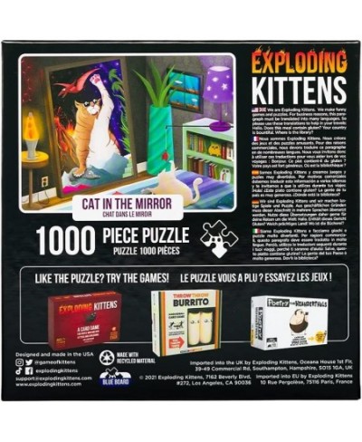 Exploding Kittens 1000 Piece Jigsaw Puzzle | Cat in The Mirror Jigsaw Puzzles for Adults Cat Puzzle Coffee Table Puzzle $23.8...