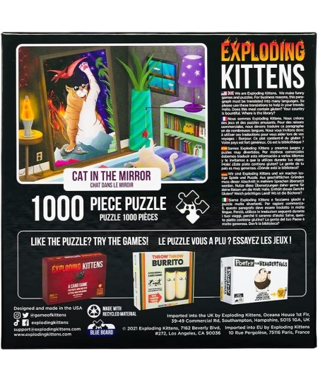 Exploding Kittens 1000 Piece Jigsaw Puzzle | Cat in The Mirror Jigsaw Puzzles for Adults Cat Puzzle Coffee Table Puzzle $23.8...