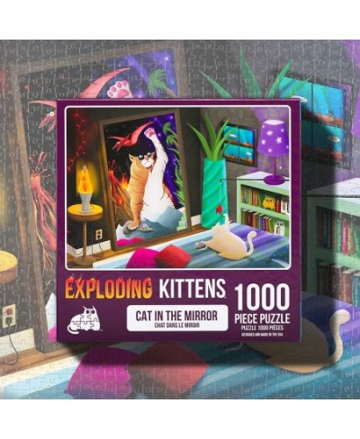 Exploding Kittens 1000 Piece Jigsaw Puzzle | Cat in The Mirror Jigsaw Puzzles for Adults Cat Puzzle Coffee Table Puzzle $23.8...