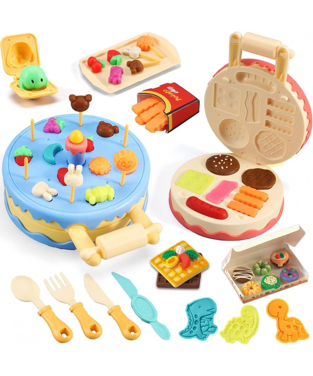 Color Dough Set Birthday Cake Color Dough Kitchen Creations Hamburger Maker Tools Kit for Kids Ages 4-8 Birthday Party Preten...