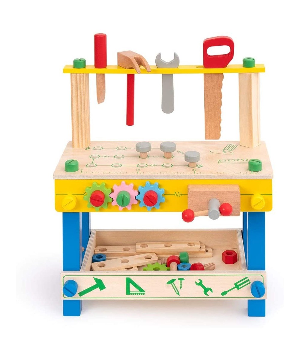 Wooden Tool Workbench Toy for Kids & Toddlers with Wood Tool Set Gift for Boys Girls 3 Year Old and Up $49.98 - Toy Construct...