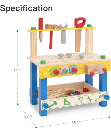 Wooden Tool Workbench Toy for Kids & Toddlers with Wood Tool Set Gift for Boys Girls 3 Year Old and Up $49.98 - Toy Construct...