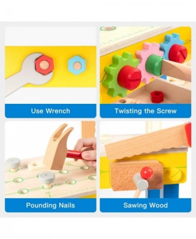 Wooden Tool Workbench Toy for Kids & Toddlers with Wood Tool Set Gift for Boys Girls 3 Year Old and Up $49.98 - Toy Construct...