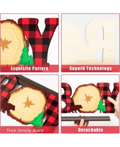 Lumberjack Baby Boy Wooden?Table?Centerpieces Buffalo Plaid?It’s a Boy Baby Shower Party?Letter Sign Red Plaid Table Topper D...