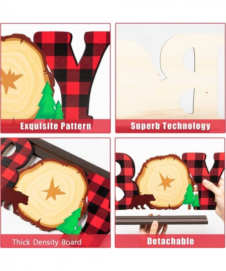 Lumberjack Baby Boy Wooden?Table?Centerpieces Buffalo Plaid?It’s a Boy Baby Shower Party?Letter Sign Red Plaid Table Topper D...