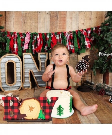 Lumberjack Baby Boy Wooden?Table?Centerpieces Buffalo Plaid?It’s a Boy Baby Shower Party?Letter Sign Red Plaid Table Topper D...