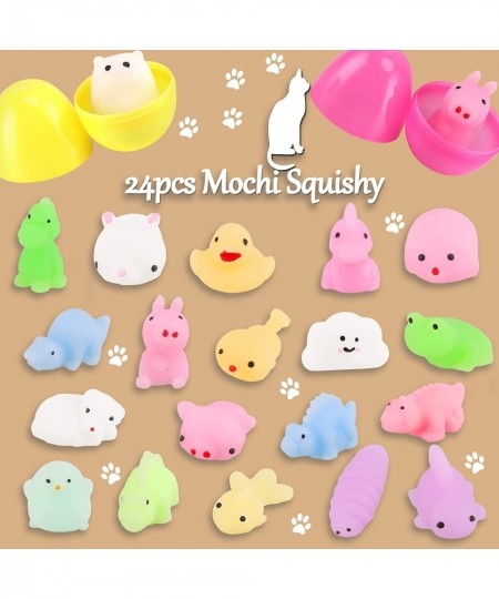 24 Pieces Mochi Squishy Prefilled Easter Eggs Cute Mochi Squishy Toys Stress Relief Squishies for Kids Boys Girls Toddlers Ea...