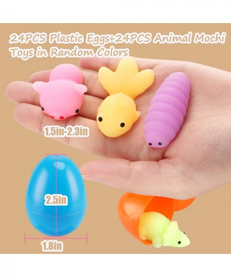 24 Pieces Mochi Squishy Prefilled Easter Eggs Cute Mochi Squishy Toys Stress Relief Squishies for Kids Boys Girls Toddlers Ea...