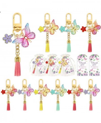 12 Sets Butterfly Party Favors Tassel Keychain Fairy Party Decorations with Laser Butterfly Flower Gauze Bag Thank You Cards ...