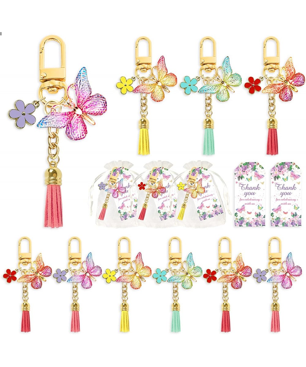 12 Sets Butterfly Party Favors Tassel Keychain Fairy Party Decorations with Laser Butterfly Flower Gauze Bag Thank You Cards ...