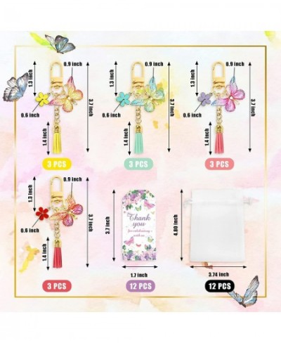 12 Sets Butterfly Party Favors Tassel Keychain Fairy Party Decorations with Laser Butterfly Flower Gauze Bag Thank You Cards ...