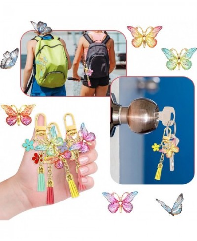 12 Sets Butterfly Party Favors Tassel Keychain Fairy Party Decorations with Laser Butterfly Flower Gauze Bag Thank You Cards ...