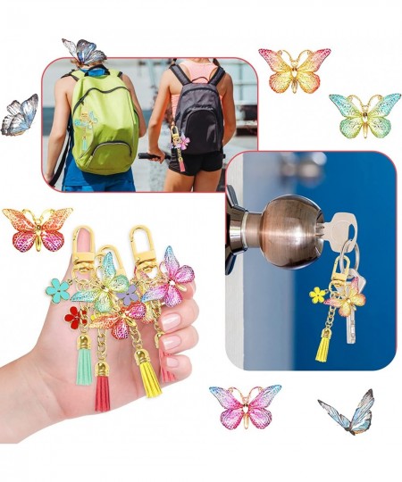 12 Sets Butterfly Party Favors Tassel Keychain Fairy Party Decorations with Laser Butterfly Flower Gauze Bag Thank You Cards ...