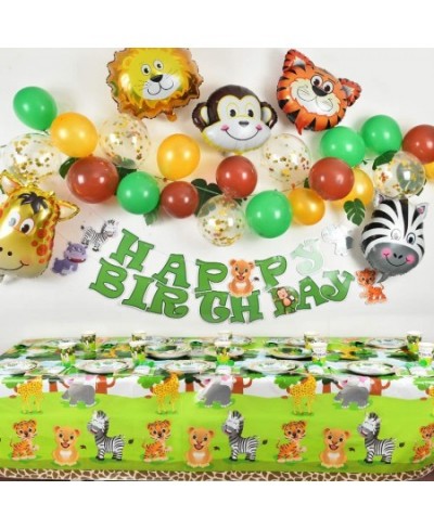 Safari Theme Party Table Cover - 2 Pack 54” x 108” Full Printed Disposable Plastic Tablecloth Zoo Jungle Animals Party Suppli...