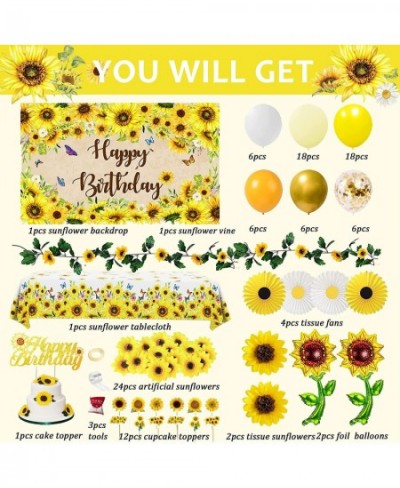 Sunflower Birthday Party Decoration Pack 111 Pcs Baby Shower Party Supplies Wedding Decors (including Sunflower Backdrop Tabl...