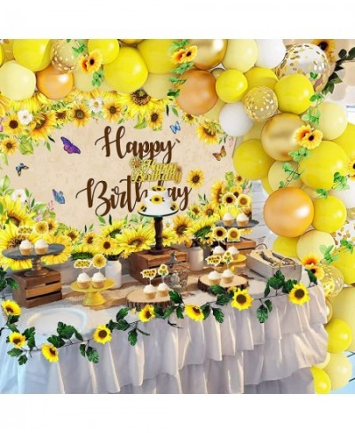 Sunflower Birthday Party Decoration Pack 111 Pcs Baby Shower Party Supplies Wedding Decors (including Sunflower Backdrop Tabl...